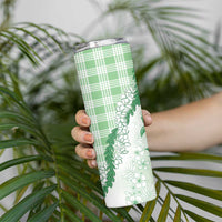 Aloha Hawaii Palaka Skinny Tumbler Green Plumeria Lei LT05 - Polynesian Pride
