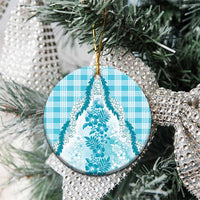 Aloha Hawaii Palaka Ceramic Ornament Blue Plumeria Lei - Polynesian Pride