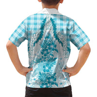 Aloha Hawaii Palaka Hawaiian Shirt Blue Plumeria Lei - Polynesian Pride