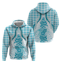Aloha Hawaii Palaka Hoodie Blue Plumeria Lei - Polynesian Pride