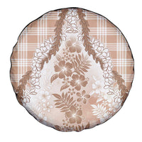 Aloha Hawaii Palaka Spare Tire Cover Beige Plumeria Lei - Polynesian Pride