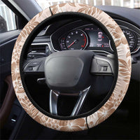 Aloha Hawaii Palaka Steering Wheel Cover Beige Plumeria Lei - Polynesian Pride