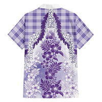 Aloha Hawaii Palaka Family Matching Mermaid Dress and Hawaiian Shirt Purple Plumeria Lei LT05 - Polynesian Pride