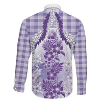Aloha Hawaii Palaka Family Matching Mermaid Dress and Hawaiian Shirt Purple Plumeria Lei LT05 - Polynesian Pride