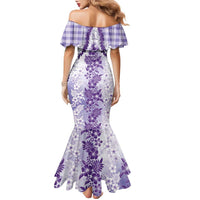 Aloha Hawaii Palaka Family Matching Mermaid Dress and Hawaiian Shirt Purple Plumeria Lei LT05 - Polynesian Pride