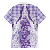Aloha Hawaii Palaka Family Matching Tank Maxi Dress and Hawaiian Shirt Purple Plumeria Lei LT05 - Polynesian Pride