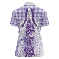 Aloha Hawaii Palaka Women Polo Shirt Purple Plumeria Lei - Polynesian Pride