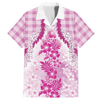 Aloha Hawaii Palaka Hawaiian Shirt Pink Plumeria Lei - Polynesian Pride