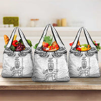 New Zealand Maori Taiaha Grocery Bag Tiki Warrior White