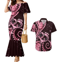 New Zealand Valentine Couples Matching Mermaid Dress and Hawaiian Shirt Aroha Sweet Pink Piwakawaka LT05 Pink - Polynesian Pride