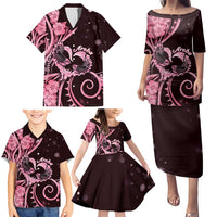 New Zealand Valentine Family Matching Puletasi and Hawaiian Shirt Aroha Sweet Pink Piwakawaka LT05 - Polynesian Pride