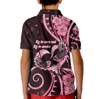 New Zealand Valentine Kid Polo Shirt Aroha Sweet Pink Piwakawaka LT05 - Polynesian Pride