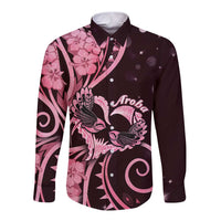 New Zealand Valentine Long Sleeve Button Shirt Aroha Sweet Pink Piwakawaka LT05 Unisex Pink - Polynesian Pride