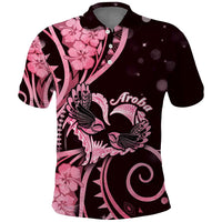 New Zealand Valentine Polo Shirt Aroha Sweet Pink Piwakawaka LT05 Pink - Polynesian Pride