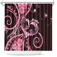 New Zealand Valentine Shower Curtain Aroha Sweet Pink Piwakawaka LT05 Pink - Polynesian Pride