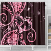 New Zealand Valentine Shower Curtain Aroha Sweet Pink Piwakawaka LT05 - Polynesian Pride