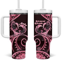 New Zealand Valentine Tumbler With Handle Aroha Sweet Pink Piwakawaka LT05 One Size: 40 oz Pink - Polynesian Pride