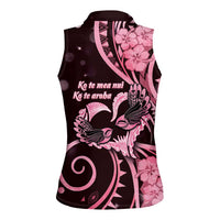 New Zealand Valentine Women Sleeveless Polo Shirt Aroha Sweet Pink Piwakawaka LT05 - Polynesian Pride
