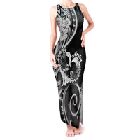 New Zealand Valentine Tank Maxi Dress Aroha Gray Piwakawaka LT05 Women Gray - Polynesian Pride