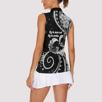 New Zealand Valentine Women Sleeveless Polo Shirt Aroha Gray Piwakawaka LT05 - Polynesian Pride