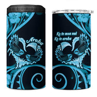 New Zealand Valentine 4 in 1 Can Cooler Tumbler Aroha Cyan Piwakawaka LT05 One Size: 16 oz Cyan - Polynesian Pride
