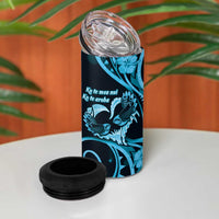 New Zealand Valentine 4 in 1 Can Cooler Tumbler Aroha Cyan Piwakawaka LT05 - Polynesian Pride