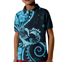 New Zealand Valentine Kid Polo Shirt Aroha Cyan Piwakawaka LT05 Kid Cyan - Polynesian Pride