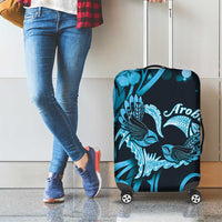 New Zealand Valentine Luggage Cover Aroha Cyan Piwakawaka