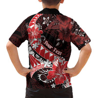 Personalised Hawaii Valentine Day Family Matching Off Shoulder Maxi Dress and Hawaiian Shirt Polynesian Hibiscus Art Style Red LT05 - Polynesian Pride