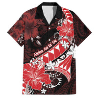 Personalised Hawaii Valentine Day Family Matching Off Shoulder Maxi Dress and Hawaiian Shirt Polynesian Hibiscus Art Style Red LT05 Dad's Shirt - Short Sleeve Red - Polynesian Pride