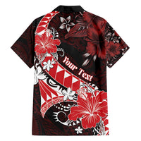 Personalised Hawaii Valentine Day Family Matching Off Shoulder Maxi Dress and Hawaiian Shirt Polynesian Hibiscus Art Style Red LT05 - Polynesian Pride