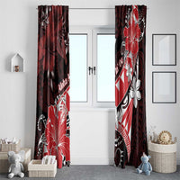 Hawaii Valentine Day Window Curtain Polynesian Hibiscus Art Style Red