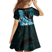 Personalised Hawaii Valentine Day Family Matching Off Shoulder Maxi Dress and Hawaiian Shirt Polynesian Hibiscus Art Style Turquoise LT05 - Polynesian Pride