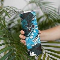 Personalised Hawaii Valentine Day Skinny Tumbler Polynesian Hibiscus Art Style Turquoise LT05 - Polynesian Pride