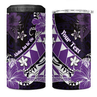 Personalised Hawaii Valentine Day 4 in 1 Can Cooler Tumbler Polynesian Hibiscus Art Style Purple LT05 One Size: 16 oz Purple - Polynesian Pride