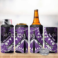Personalised Hawaii Valentine Day 4 in 1 Can Cooler Tumbler Polynesian Hibiscus Art Style Purple LT05 - Polynesian Pride