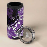 Personalised Hawaii Valentine Day 4 in 1 Can Cooler Tumbler Polynesian Hibiscus Art Style Purple LT05 - Polynesian Pride