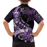Personalised Hawaii Valentine Day Family Matching Puletasi and Hawaiian Shirt Polynesian Hibiscus Art Style Purple LT05 - Polynesian Pride