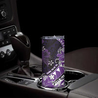 Personalised Hawaii Valentine Day Skinny Tumbler Polynesian Hibiscus Art Style Purple LT05 - Polynesian Pride