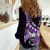 Personalised Hawaii Valentine Day Women Casual Shirt Polynesian Hibiscus Art Style Purple LT05 - Polynesian Pride