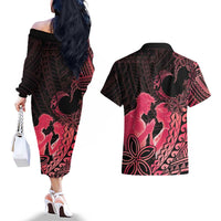 Alofa Samoa Valentine Red Couples Matching Off The Shoulder Long Sleeve Dress and Hawaiian Shirt Love Is The Greatest Thing LT05 - Polynesian Pride