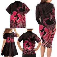 Alofa Samoa Valentine Red Family Matching Long Sleeve Bodycon Dress and Hawaiian Shirt Love Is The Greatest Thing LT05 - Polynesian Pride