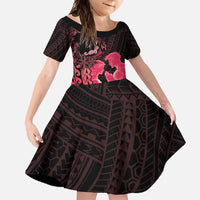 Alofa Samoa Valentine Red Family Matching Off Shoulder Maxi Dress and Hawaiian Shirt Love Is The Greatest Thing LT05 Daughter's Dress Red - Polynesian Pride