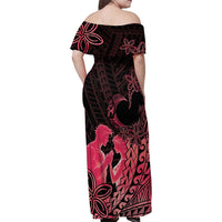 Alofa Samoa Valentine Red Family Matching Off Shoulder Maxi Dress and Hawaiian Shirt Love Is The Greatest Thing LT05 - Polynesian Pride