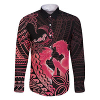 Alofa Samoa Valentine Red Family Matching Short Sleeve Bodycon Dress and Hawaiian Shirt Love Is The Greatest Thing LT05 Dad's Shirt - Long Sleeve Red - Polynesian Pride