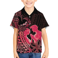 Alofa Samoa Valentine Red Family Matching Short Sleeve Bodycon Dress and Hawaiian Shirt Love Is The Greatest Thing LT05 Son's Shirt Red - Polynesian Pride