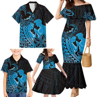 Alofa Samoa Valentine Blue Family Matching Mermaid Dress and Hawaiian Shirt Love Is The Greatest Thing LT05 - Polynesian Pride