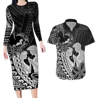 Alofa Samoa Valentine Black Couples Matching Long Sleeve Bodycon Dress and Hawaiian Shirt Love Is The Greatest Thing LT05 Black - Polynesian Pride