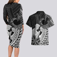 Alofa Samoa Valentine Black Couples Matching Long Sleeve Bodycon Dress and Hawaiian Shirt Love Is The Greatest Thing LT05 - Polynesian Pride