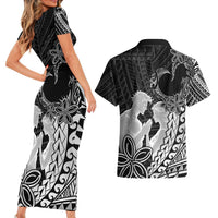 Alofa Samoa Valentine Black Couples Matching Short Sleeve Bodycon Dress and Hawaiian Shirt Love Is The Greatest Thing LT05 - Polynesian Pride
